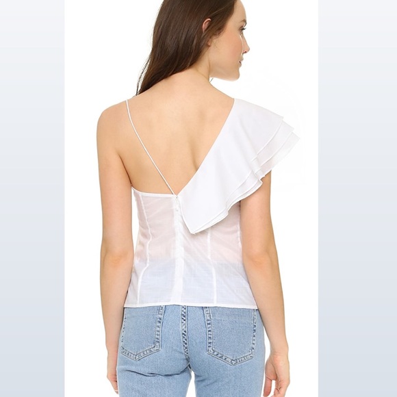 Designers Remix White Ruffled One Shoulder Top - Picture 6 of 16